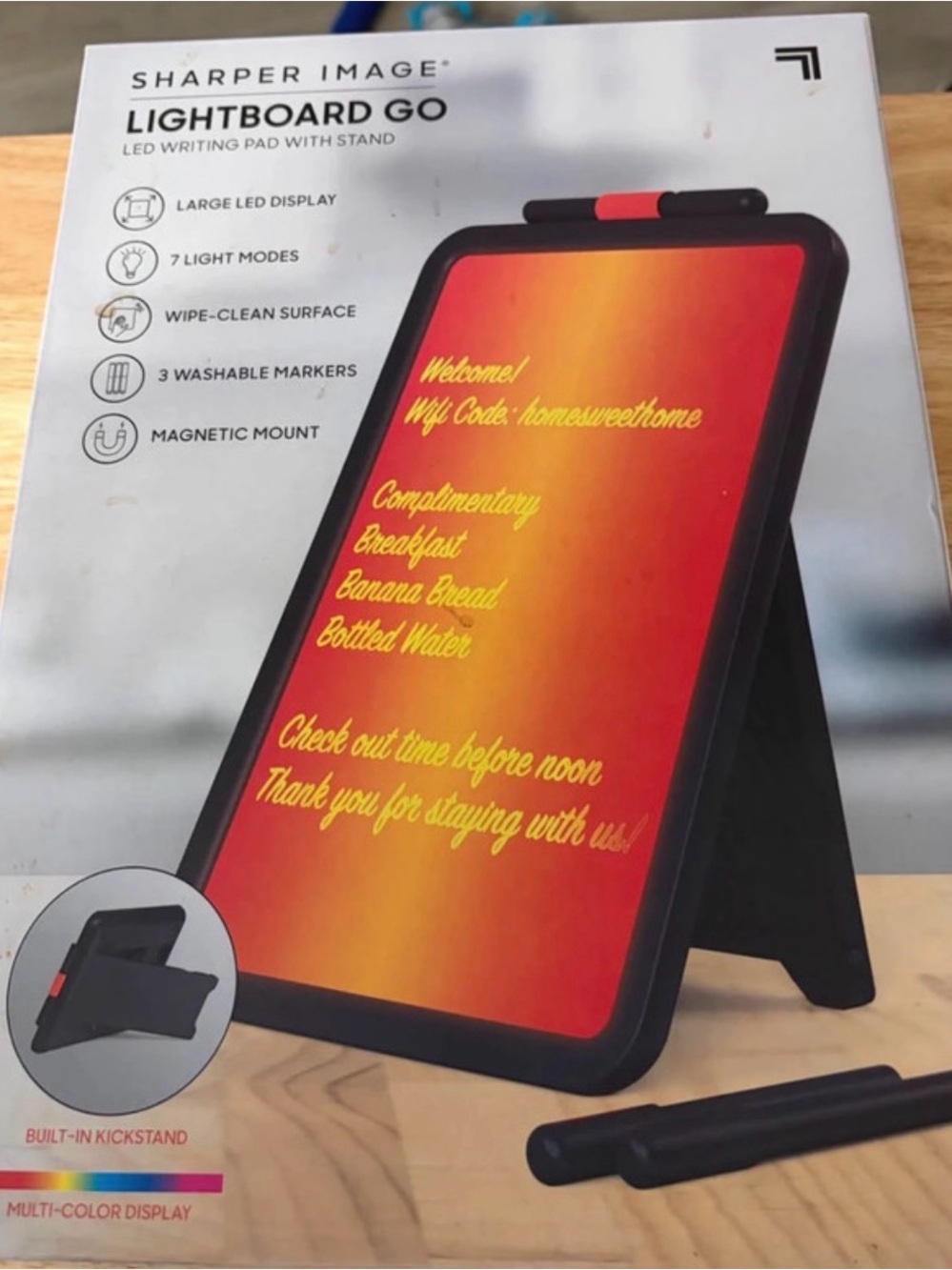 Sharper Image LED Writing Lightboard Go - Black Frame with Red Accent